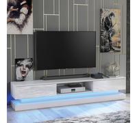 Mex Furniture LTD TV Unit Bloom 180cm - White with Gloss Doors & LED Lights Mex Furniture LTD White