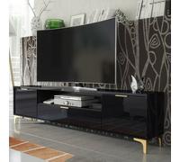 Mex Furniture LTD TV Unit Goldline Gloss 200cm - Glossy Black Mex Furniture LTD Black