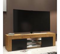 Tv Unit Loom 130Cm - Dark Oak & Black Matt Doors And Led Lights