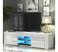 Mex Furniture LTD TV Unit Loom 130cm - White with Gloss Doors & LED Lights Mex Furniture LTD White