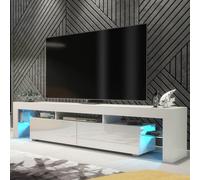 Mex Furniture LTD TV Unit Nova 200cm - White with Gloss Doors & LED Lights Mex Furniture LTD White