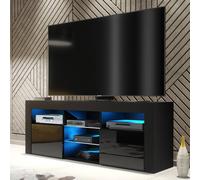 Mex Furniture LTD TV Unit Pulse 145cm - Black with Gloss Doors & LED Lights Mex Furniture LTD Black