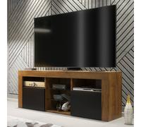 Mex Furniture LTD TV Unit Pulse 145cm - Dark Oak with Black Matt Doors in Brown Mex Furniture LTD Brown
