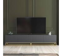 Mex Furniture LTD TV Unit Ripple Duo 200cm - Dark Grey with Fluted Doors Mex Furniture LTD Dark Grey