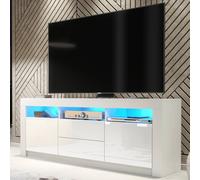 Mex Furniture LTD TV Unit Shine 160cm - White with Gloss Doors & LED Lights Mex Furniture LTD White