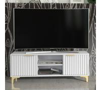 Mex Furniture LTD TV Unit Tide Crest 120cm - White & Gold Mex Furniture LTD White