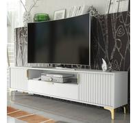 Mex Furniture LTD TV Unit Tide Crest 200cm - White & Gold Mex Furniture LTD White