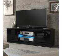 TV Unit with LED Lighting & Gloss Doors / 120cm Mex Furniture LTD Black One Size