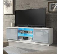 TV Unit with LED Lighting & Gloss Doors / 120cm Mex Furniture LTD Light Grey One Size