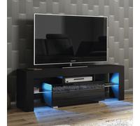 TV Unit with LED Lighting & Gloss Doors / 130cm Mex Furniture LTD Black One Size