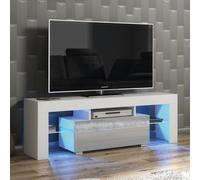 TV Unit with LED Lighting & Gloss Doors / 130cm Mex Furniture LTD Light Grey One Size