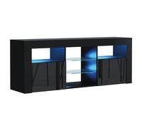 Mex Furniture LTD TV Unit with LED Lighting & Gloss Doors / 145cm in Black Mex Furniture LTD Black