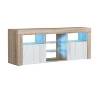 Mex Furniture LTD TV Unit with LED Lighting & Gloss Doors / 145cm in Light Oak Mex Furniture LTD Light Oak