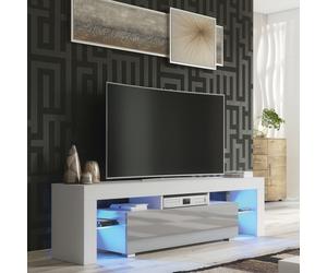 Mex Furniture LTD TV Unit with LED Lighting & Gloss Doors / 160cm in Light Grey Mex Furniture LTD Light Grey