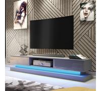 TV Unit with LED Lighting & Gloss Doors / 180cm Mex Furniture LTD Dark Grey One Size