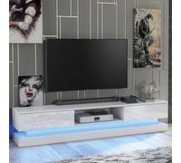 TV Unit with LED Lighting & Gloss Doors / 180cm Mex Furniture LTD White One Size
