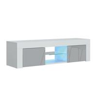 TV Unit with LED Lights & Gloss Doors / 130cm Mex Furniture LTD Light Grey One Size