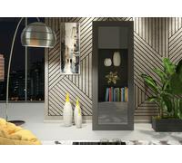 Mex Furniture Modern Display Cabinet 170cm - Black Body & Black Gloss Doors - 170 - MDF/Chipboard - 1