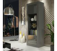 Mex Furniture Modern Display Cabinet 170cm - Grey Body & Grey Gloss Doors - 170 - MDF/Chipboard - 1