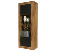 Mex Furniture Modern Display Cabinet 170cm - Oak Body & Black Matt Doors - 170 - MDF/Chipboard - 1