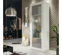 Mex Furniture Modern Display Cabinet 170cm - White Body & Grey Gloss Doors - 170 - MDF/Chipboard - 1