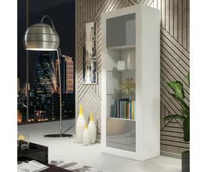 Mex Furniture Modern Display Cabinet 170cm - White Body & Grey Gloss Doors - 170 - MDF/Chipboard - 1