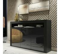 Mex Furniture Modern Sideboard 155cm - Black Matt Body with Black Gloss Doors - 155 cm - MDF/Chipboard - 1