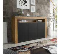 Mex Furniture Modern Sideboard 155cm - Oak Matt Body with Black Matt Doors - 155 cm - MDF/Chipboard - 1