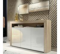 Mex Furniture Modern Sideboard 155cm - Oak Matt Body with White Gloss Doors - 155 cm - MDF/Chipboard - 1