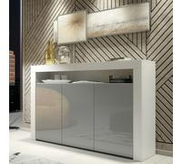 Mex Furniture Sideboard 155cm - White Matt Body and Grey High Gloss Doors - 155 cm - MDF/Chipboard - 1