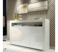 Mex Furniture Sideboard 155cm - White Matt Body & White Gloss Doors - 155 cm - White - MDF/Chipboard