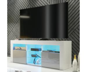 Mex Furniture Stylish 145cm Modern TV Unit with and Grey High Gloss Doors - 145 cm - 1 - White Matt Body & Grey Gloss Doors