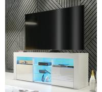 TV Unit 145cm Matt Body & Gloss Doors Mex Furniture LTD White One Size