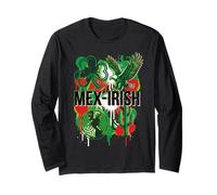 Mex-Irish Half Mexican Half Irish Shamrock Cactus Pride Flag Long Sleeve T-Shirt