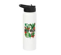 Mex-Irish Half Mexican Half Irish Shamrock Cactus Pride Flag Stainless Steel Insulated Water Bottle