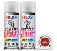 Mexa Spray Paint 2 x 400 ml | Flame Red | Adhesion | Hyper Coverage |Auto,Metal, Plastic , Wood, Furniture | Interior and Exterior | Fast dry | Intense Pigment | Flame Red Double Pack | RAL 3000