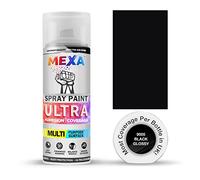 mexa Spray Paint | Black Glossy | Perfect for Radiator, Plastic, Fabric, Metal, Bike, Marking | 400ml | RAL 9005