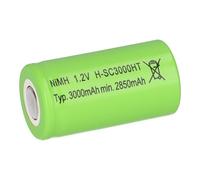Mexcel -SC3000H Special Battery Sub-C High Temperature Capable Z Soldering Lug Flat-Top NiMH 1.2 V 3000 mAh