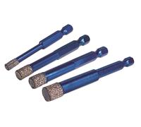 Mexco A10VBDPACK Xcel Grade Wax Filled (Hex Fit) Tile Drill Bit Set 4 Piece