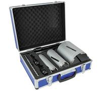 Mexco DCX90 Slotted Dry Core Drill, High-Performance Diamond Core for Drilling Masonry Materials - 38mm-117mm, 9 Piece Kit with Storage Case