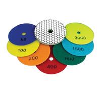 Mexco Diamond Dry Polishing Disc Kit, 4in (100mm) - 7 pcs with M14 Fit Hook & Loop Backing Pad for Angle Grinder, High Performance Sanding Pads for Marble, Granite & Natural Stone - 50-3000 Grit