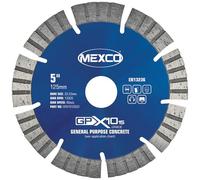 Mexco GPX10-15 General Purpose Concrete Diamond Blade, Cutting Disc for Non-Abrasive Building Materials - 125mm, 15mm Segment Height, 22.23mm Bore
