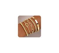 Mexegy Layered Gold Plated Rope Link Chain Bracelet for Women,Simple High Polishing Stacked Paperclip Chain Bracelets Punk Party Jewelry Accessories Gift, L, Zinc, no gemstone