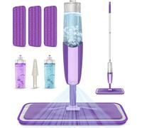 MEXERRIS Microfibre Spray Mop for Floor Cleaning Wet Dry Kitchen Floor Cleaning Mop with 2x Refillable Bottles 360°Rotatable Hardwood Mop for Laminate Wood Tiles 3x Reusable Pads and 1 Scrubber