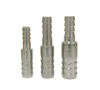 MEXEWORD 1pcs 304 Stainless Steel 2 Way Barbed Pipe Fitting Reducer Straight Connector Hose Barb 6mm 8mm 10mm 12mm 14mm 16mm 20-60mm(8mm-10mm)