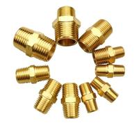 MEXEWORD 1PCS Brass Pipe Fitting Hex Nipple 1/8" 1/4'' 3/8'' 1/2''Male Thread Coupler Connector Copper 1/8"(9.7mm) 1/4"(12.5mm) 3/8"(16.5mm) 1/2"(20mm) 3/4(26mm) 1"(32mm)(1-1)