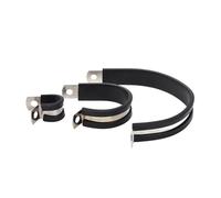 MEXEWORD 1PCS Hose Clamp 304 Stainless Steel Hose Clamp R Type Rubber Fixed Clamp Wire Pipe Hoop Vibration Damping Pipe Clamp Rubber Lined P Clips(Diameter 44mm)