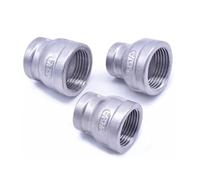 MEXEWORD 304 Stainless Steel 1/8" 1/4" 3/8" 1/2" 3/4" 1" 1-1/4" 1-1/2" BSP Female To Female Thread Reducer 3 L Pipe Fitting Connector Adpater 1 Piece(DN20 to DN10)