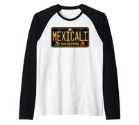 Mexicali Mexico License Plate Aztec Baja Cali Cachanilla Raglan Baseball Tee