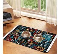 Mexican Abstract Graffiti Pet Feeding Mat-Waterproof & Non-Slip Dog and Cat Food Mat-No Stains Quick Dry Dog Water Dispenser Mat